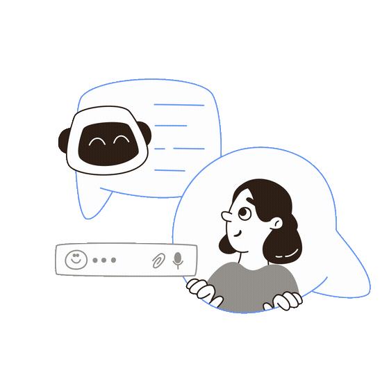 3D robot assistant replying to customer messages on a phone